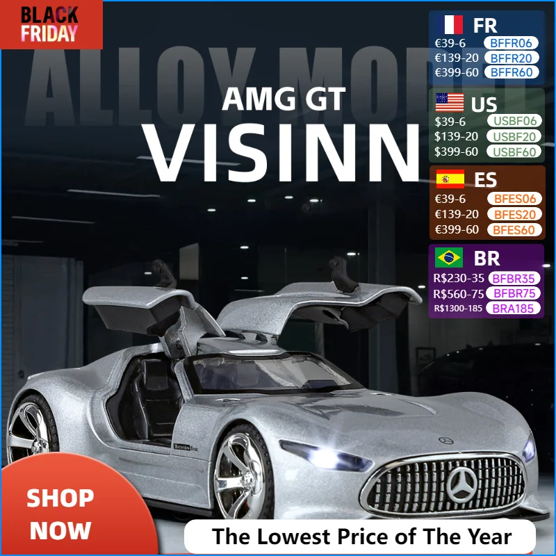 1:32 Mercedes Benz AMG Vision GT Supercar Alloy Diecast Car Model Collection Hobby Boutique Decorative Gifts For Friend Present