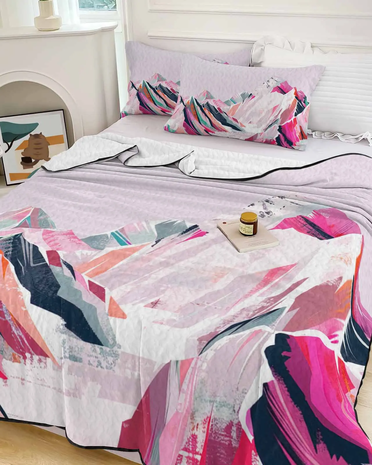 Abstract Oil Painting Mountain Illustration Summer Cooling Quilt Air Condition Blanket Comfortable Lightweight Thin Quilt