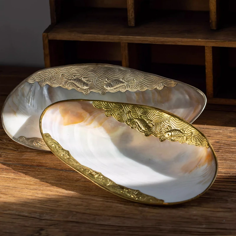 

Поднос для ювелирных изделий из натуральной ракушки, косметический органайзер, роскошная чаша с фруктами из перламутра, элегантная французская чаша для домашнего декора, витрина