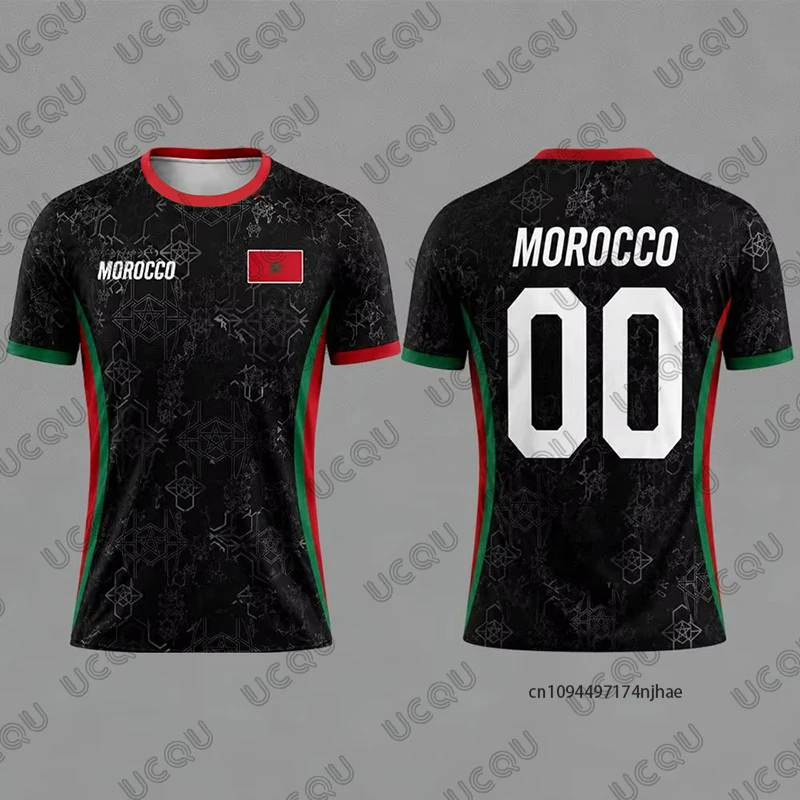 Summer New Morocco Flag Graphic Football Men's T-shirt National Emblem Print Sports Quick Dry O-neck Tees Casual Kids/Adult Tops - view 5