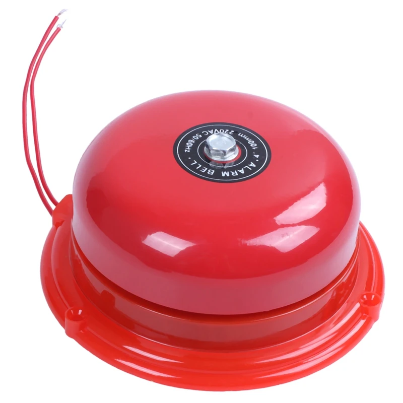 AC 220V 100mm 4 inch Dia Schools Fire Alarm Round Shape Electric Bell Red