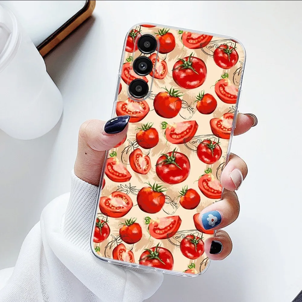 Vegetables Fruits Tomatoes Phone Case For Samsung Galaxy A71,70,52,51,40,31,A50,30S,21S,Note20ultra Transparent Cover