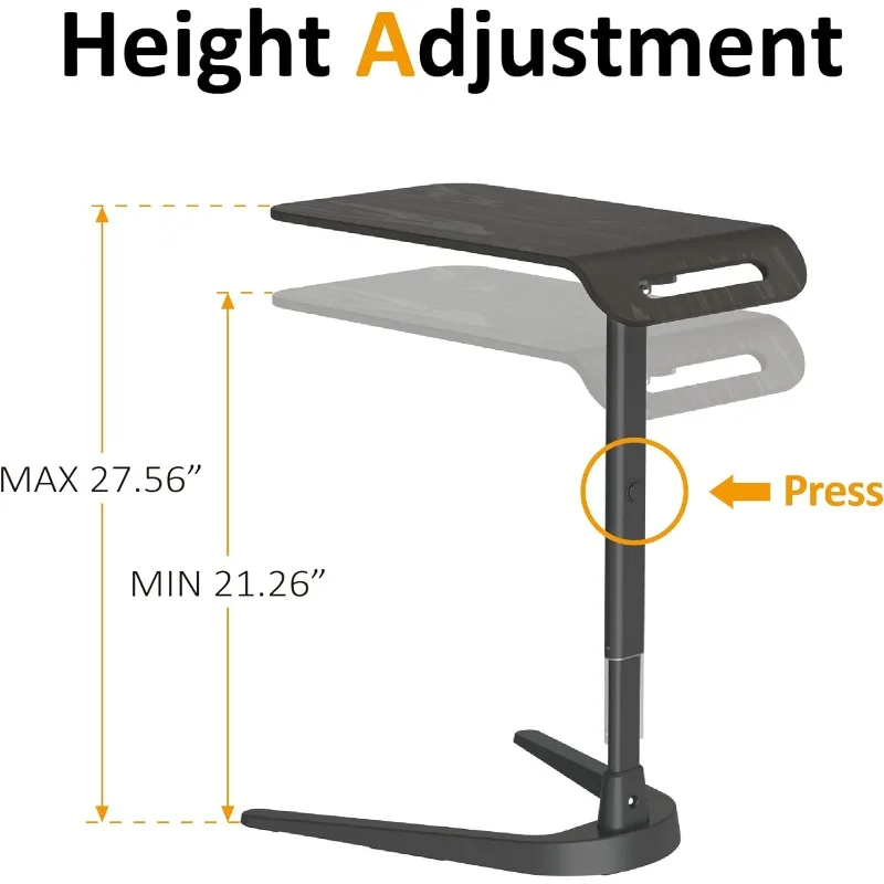 Height Adjustable Sofa Side End Table, Folding Laptop Computer Table C-Shaped Overbed Table Snack Table for Couch