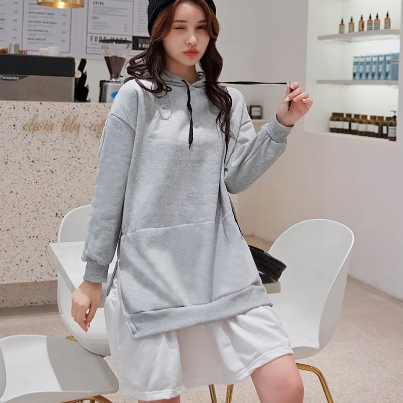 Hoodies com capuz feminino sólido cleanfit all-match outono casaco coreano moda baggy casual slouchy na moda streetwear outwear diariamente