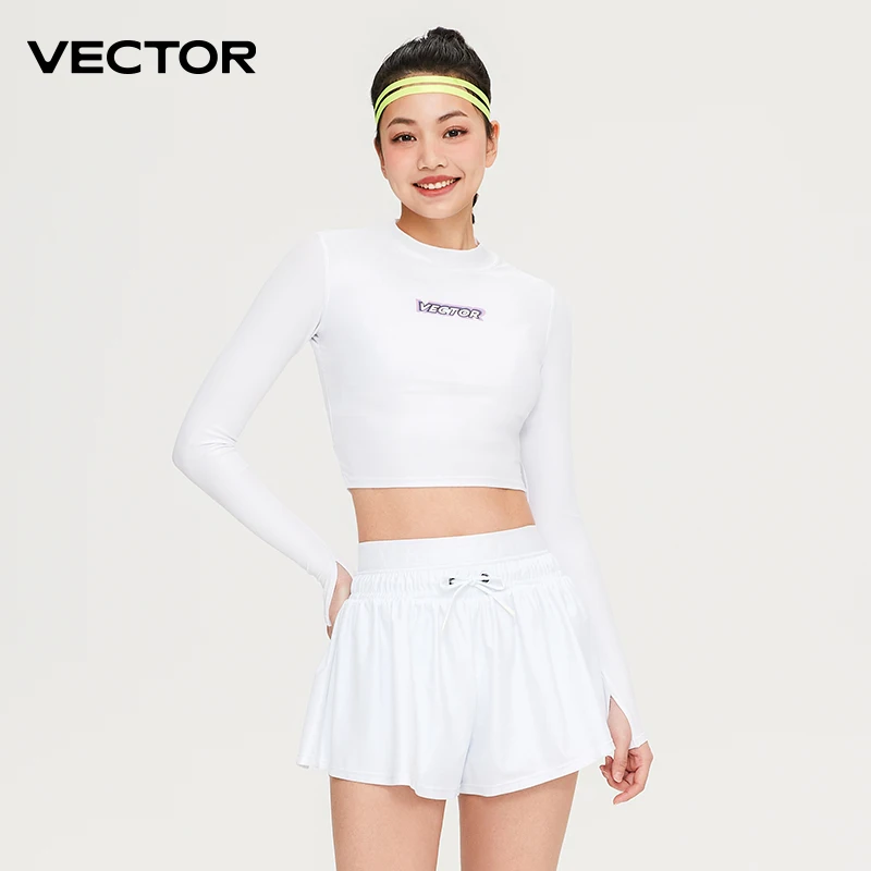 VECTOR Women Swimwear 2023 Girl Solid Color Swimwear Set Beach Long Sleeve with Chest Cushion Quick Breathable Fishing Camping