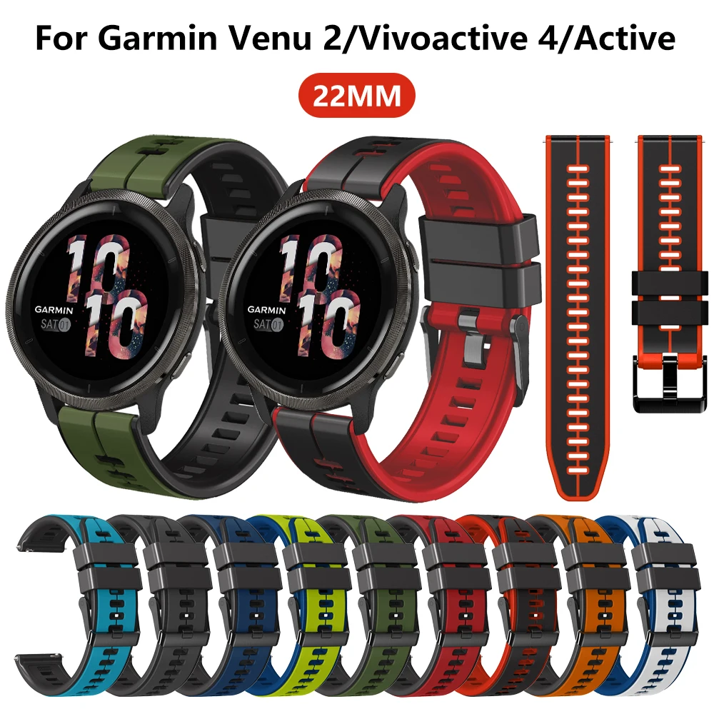 22mm Streifen Silikon Sport band für Garmin Venu 2 Band für vivo active 4/aktive Vorläufer 955 945 935 Armband Uhren armbänder