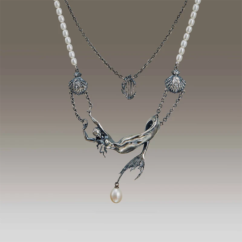 2024 New Mermaid Necklace Vintage Style Men\'s And Women\'s Jewelry Party Gift