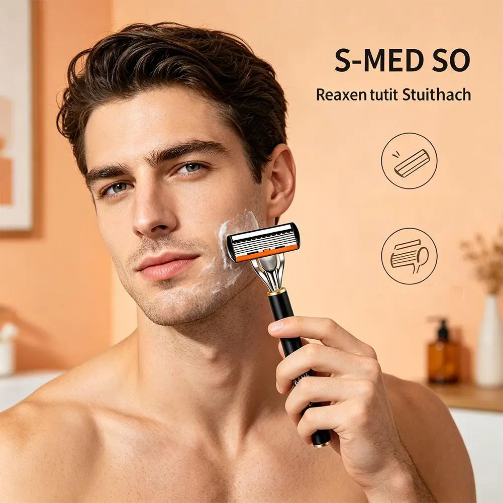 6-Layer Stainless Steel Manual Razor Set For Men Women Safety Shaving Razor With 12 Replaceable Blades Hair Removal Shaver