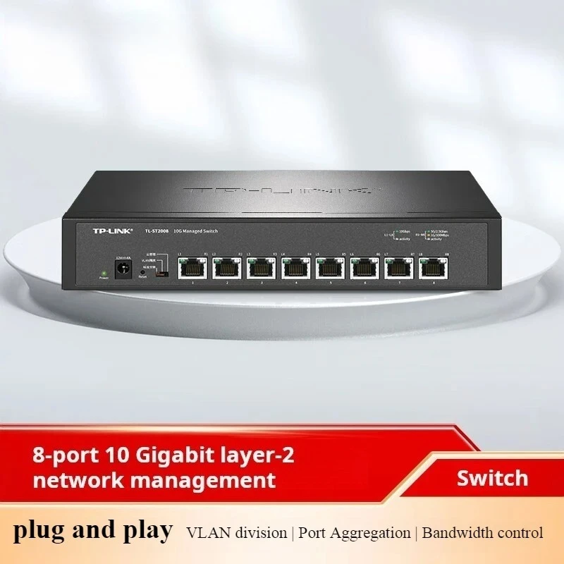 10-Port 10G Ethernet Network Switch Cable Splitter Plug and Play Desktop LAN Hub