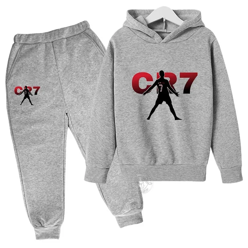 2024 Boys Spring and Autumn Football Idol CR7 Clothing 2 Hoodies + Pantsuits Children 3-13 Years Old Casual Sportswear Children'