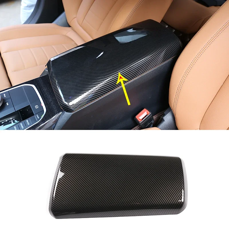 ABS Carbon Fiber Center Console Armrest Panel Cover Trim for BMW 3 4 Series G20 G21 G22 M Sport 2019-2022 Car Accessories