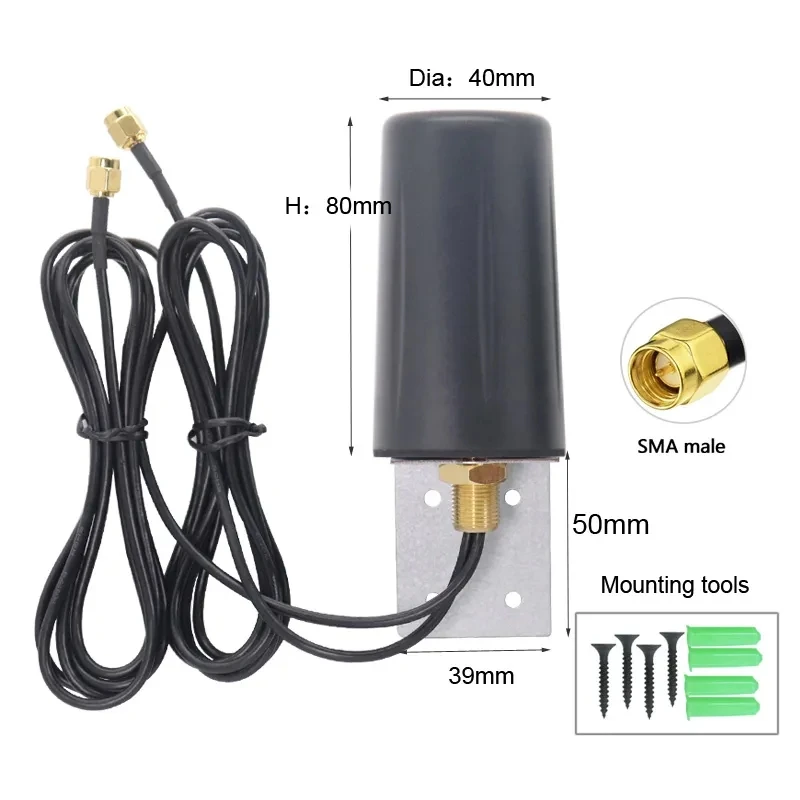 Wysokowydajna antena dookólna 12Dbi 5G 4G GSM WiFi zewnętrzna 600-6000Mhz z wodoodpornym uchwytem SMA Male — zdjęcie produktu 3