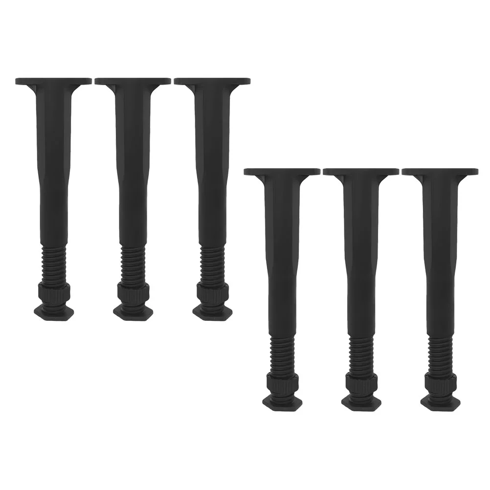 6 Pcs Bed Frame Support Legs Black Plastic Adjustable Height Replacement Sturdy T Shaped Design Stable Easy Install Furniture