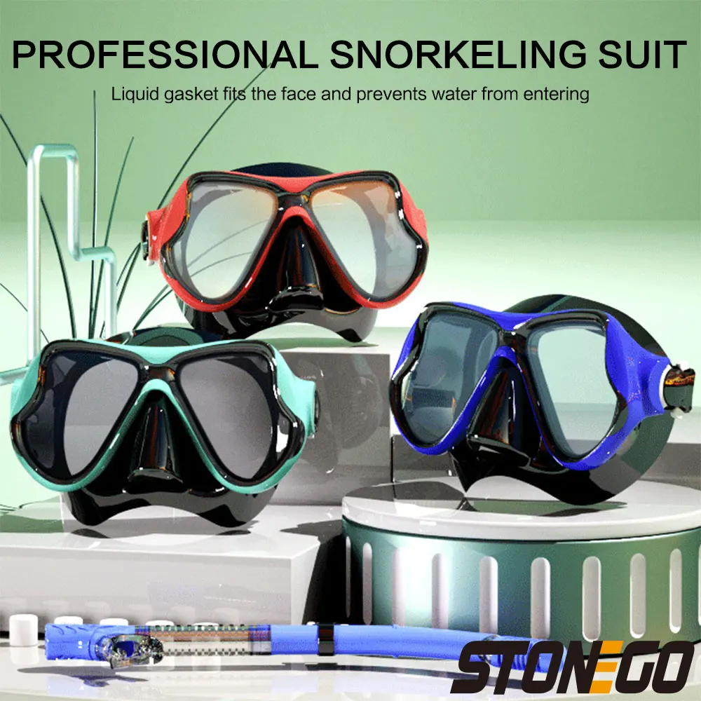 Diving Mirror Breathing Tube Set Soft Silicone Glasses Swimming Glasses Goggles Adult Large Frame Men Women Submarine Mask