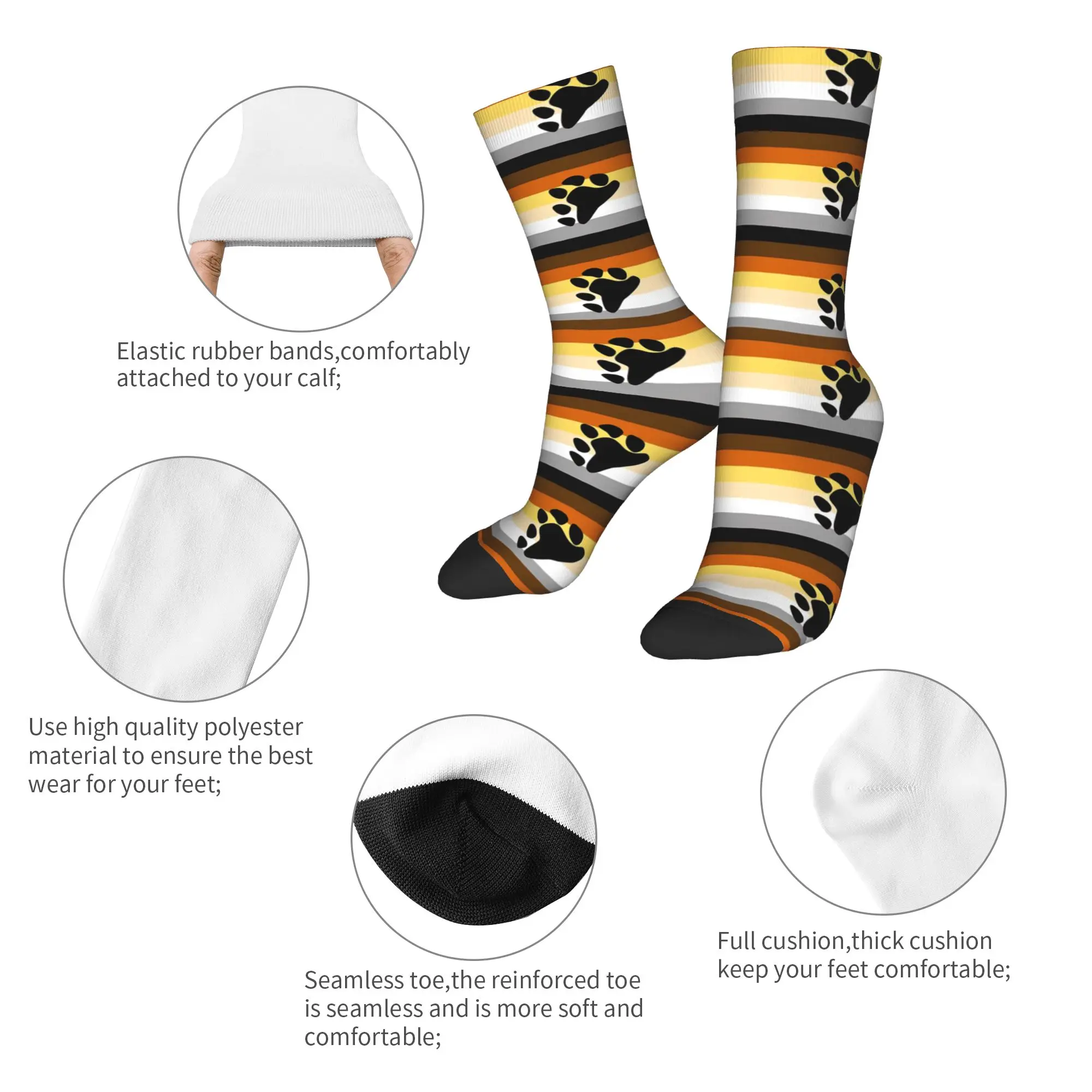 Bear Pride Flag  Stockings  Gothic Socks Couple Breathable Socks Autumn Outdoor Pattern Anti Slip Socks Gift Idea view 6