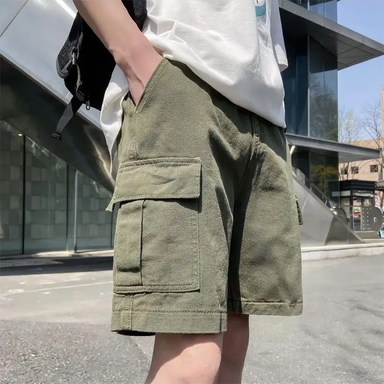 

Summer Korean Style Personality Overalls Shorts Men Trendy Brand Loose Y2K Street Hip-hop Student Casual Japanese Sports Shorts