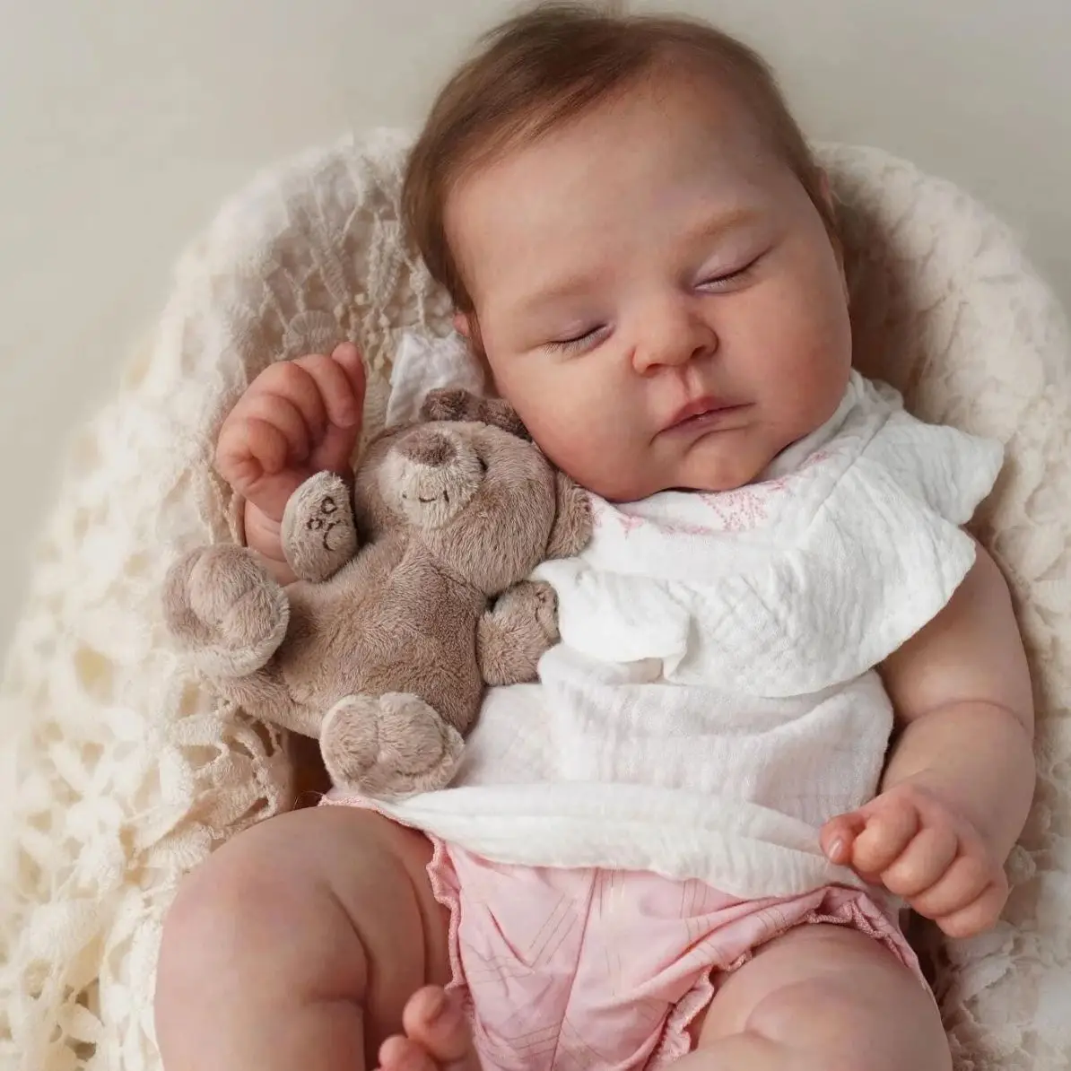 

20CM Already Finished Painted Bebe Reborn Doll Peaches Newborn Sleeping Soft Silicone 3D Skin Tone Visible Veins Gift For Girls