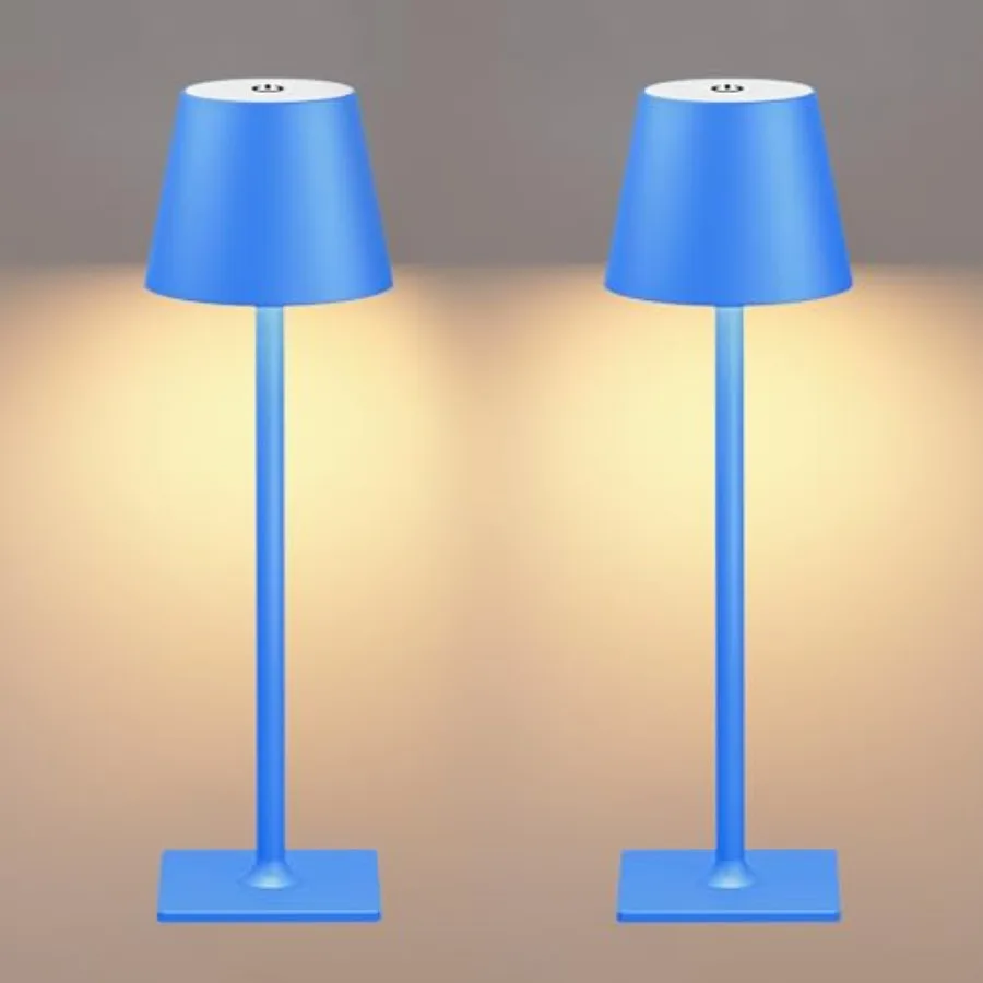 

Blue Cordless Table Lamp Set of 2 Indoor/Outdoor Table Lamp for Restaurant Home Dinner Patio Pinic