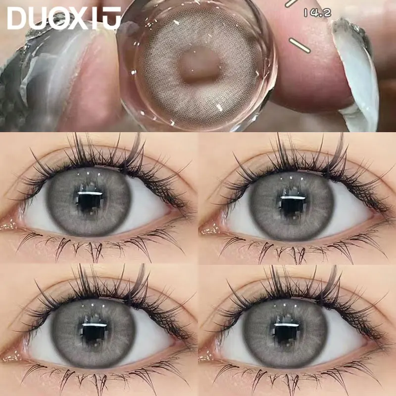 DuoXiu 1Pair Soft Contact Lenses Green Lenses Blue Eye Degree Myopia Degree Prescription -0.00 to -8.00 Grey Beautiful Pupil