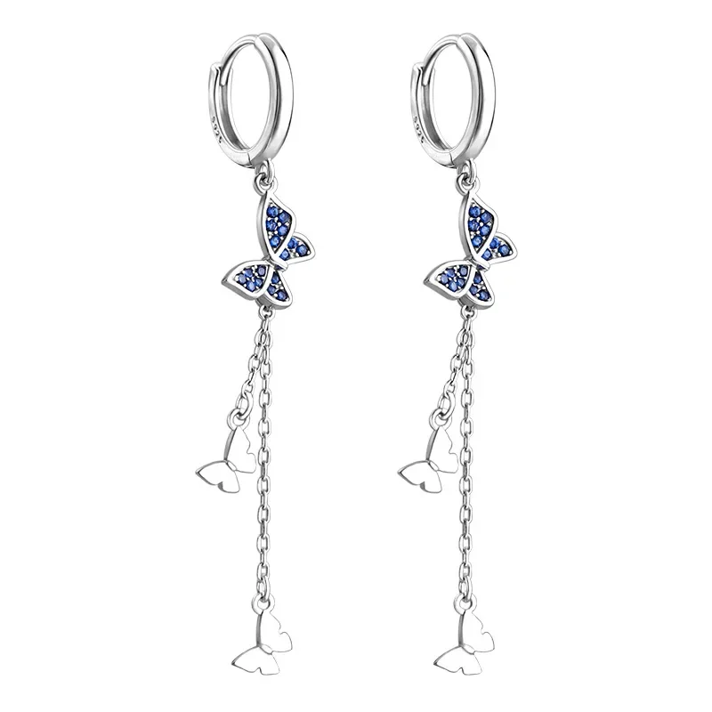 925 Silver Minimalist Diamond Effect Butterfly Hoop Earrings For Women Unisex Party Jewelry Gift