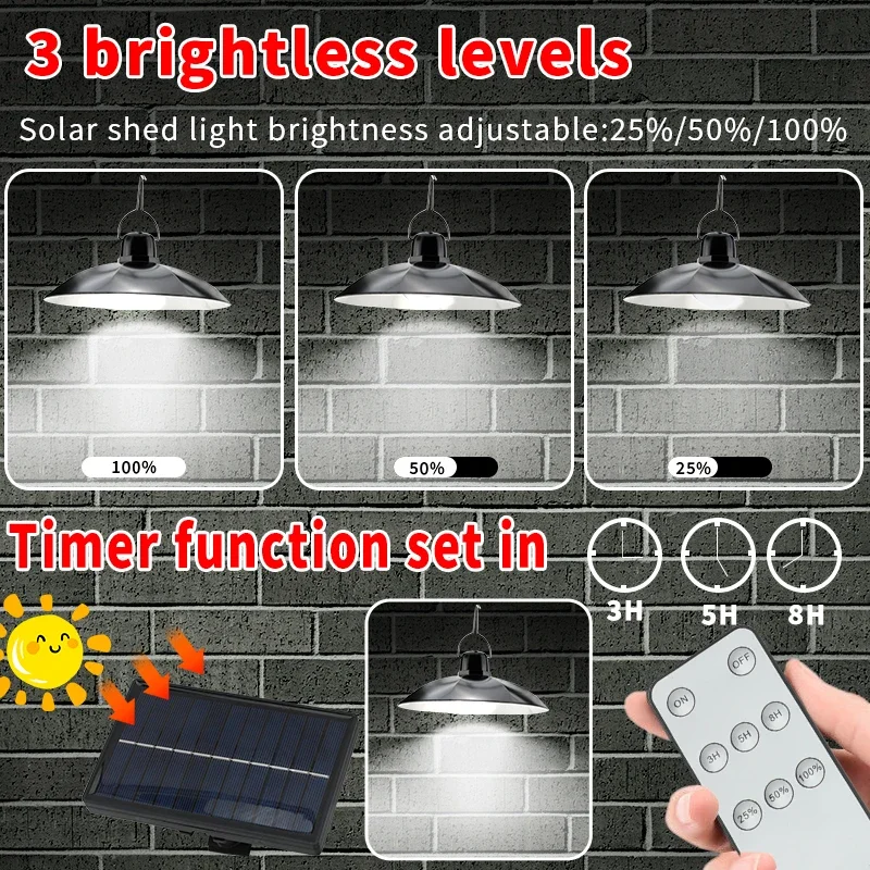 Single/Double Head Solar Pendant Light Led Solar Powered Lamp White Light With Remote Control Chandelier Camping Outdoor Garden