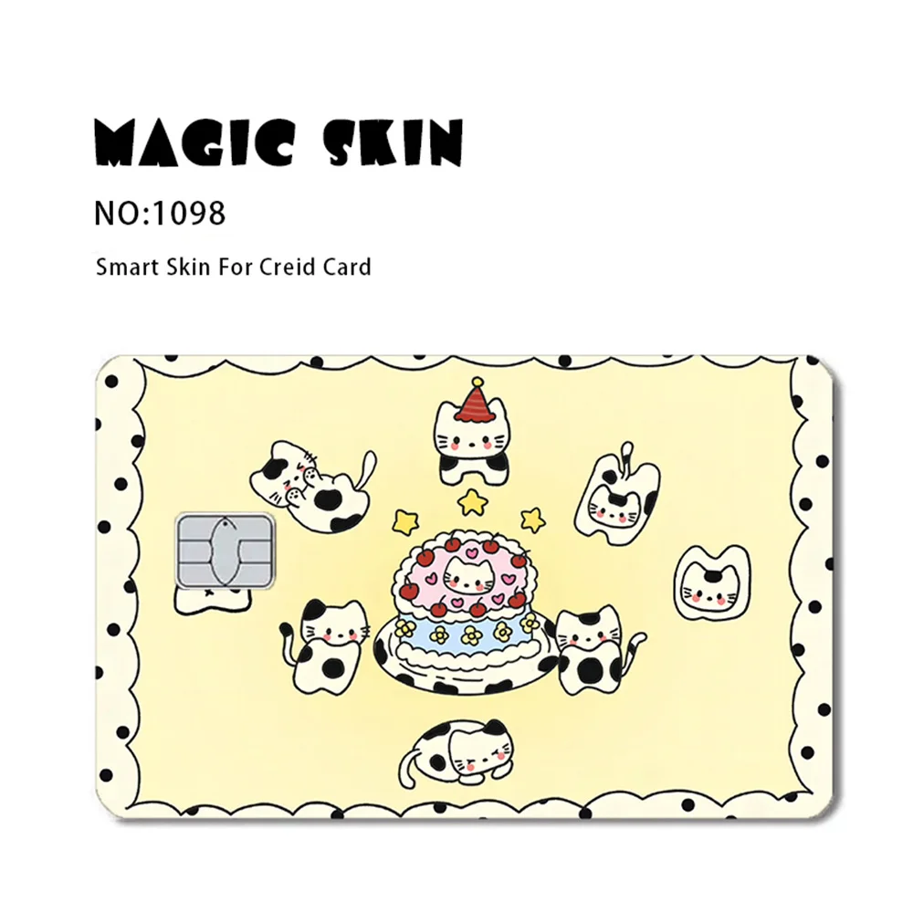 Sanrio Anime Bank Credit Cards Hello Kitty Kuromi Melody Pass Stickers Decoration Waterproof Scratch Resistant Stickers