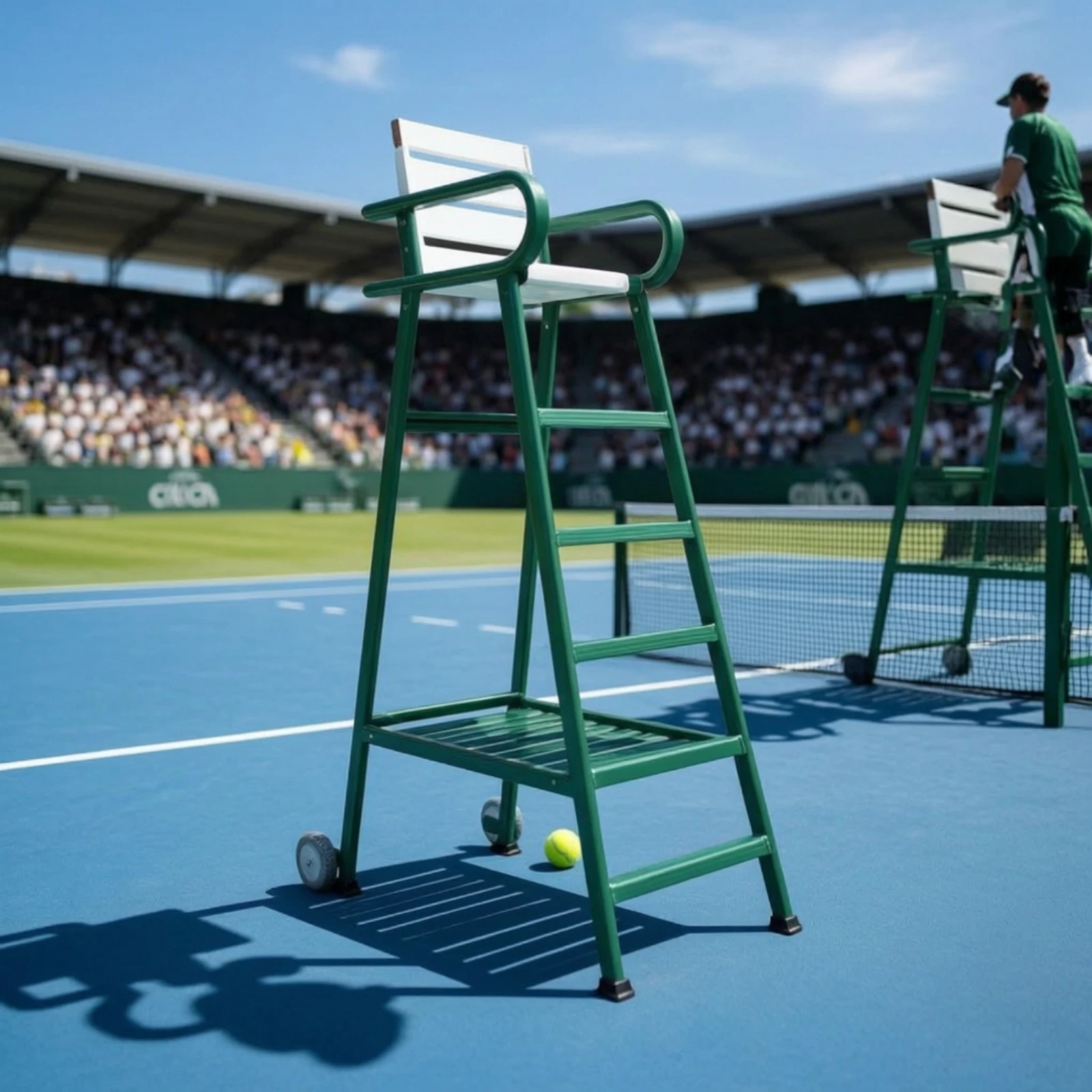 Tennis Umpire Chair with Wheels Elevated Tennis Umpire Chair Powder-Coated Mobile for Umpires, Tournaments