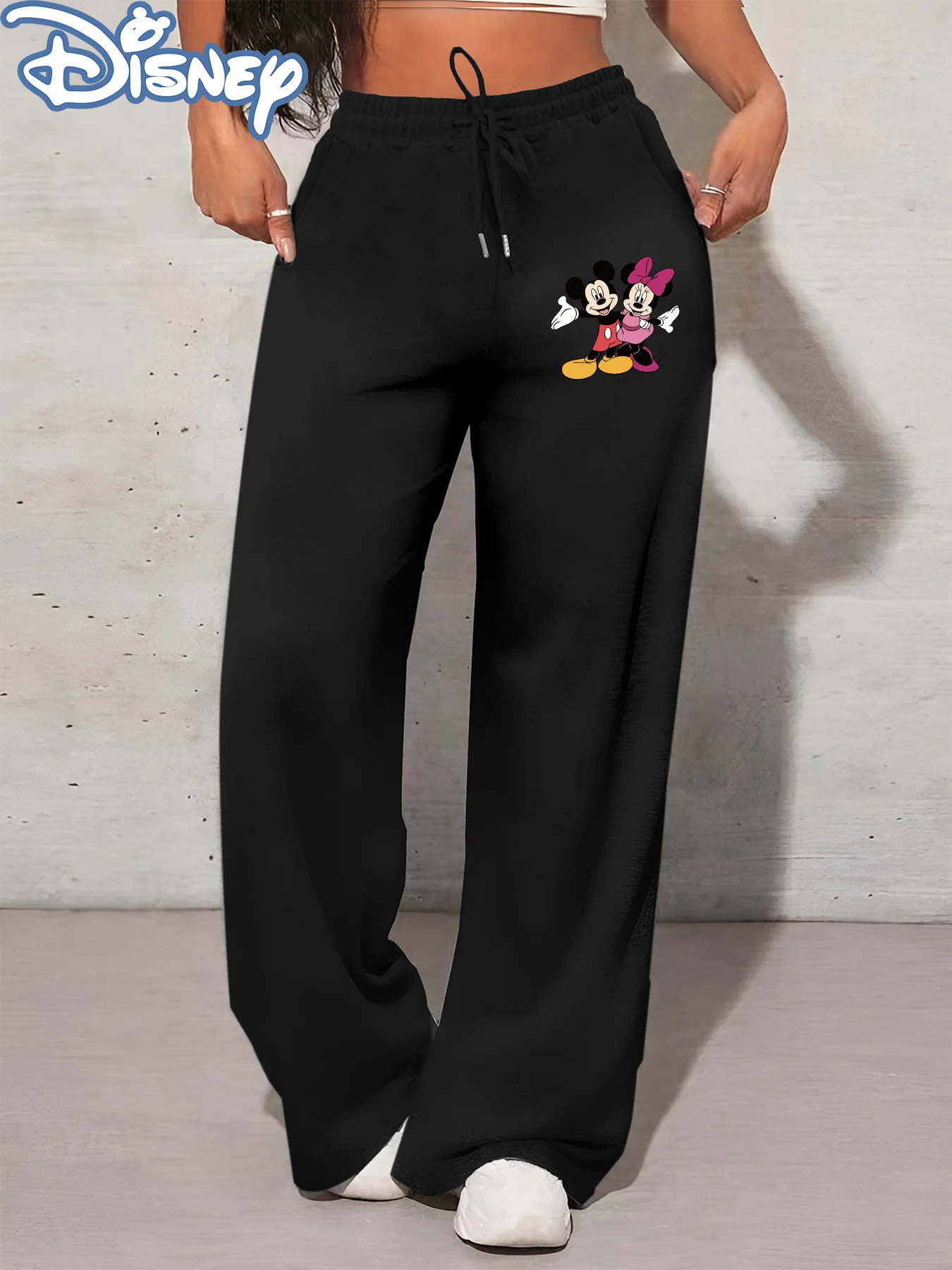 

Disney Minnie Mouse Women's Straight Sweatpants Casual Fashion Autumn and Winter Fleece Sports Pants Streetwear Oversized