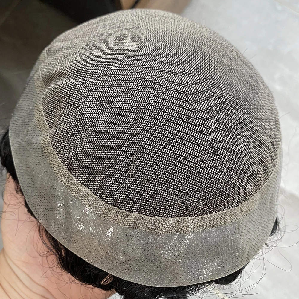 레이스&PU 남성용 100% 인모 모발 보철 헤어피스 부분 가발 12mm/15mm/18mm 컬 패턴 호주 아프로 헤어스타일 남성용 가발