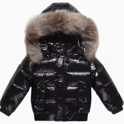 1-8 Years 2025 Winter Children Girls Down Jackets Windproof Warm White Duck Down Shiny Baby Girls Down-filled Coat Kid Girl Tops