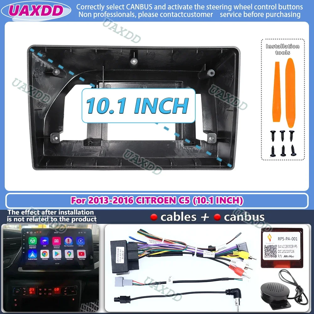 For 2013-2016 CITROEN C5 10.1INCH Car Stereo MP5 Android Frame Panel Fascia Cable Video Harness Adapter Dashboard Decoder CANBUS