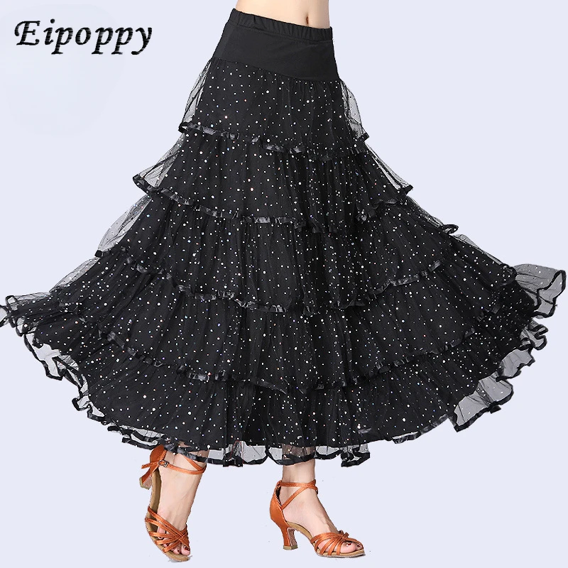 Gonna lunga con gonna lunga da competizione con gonna da ballo con paillettes di danza moderna