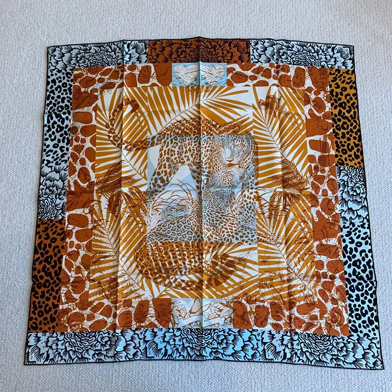 

'Jungle Love' 100% Silk Scarf Wraps Shawl Double-Sided Same Printing 88*88cm