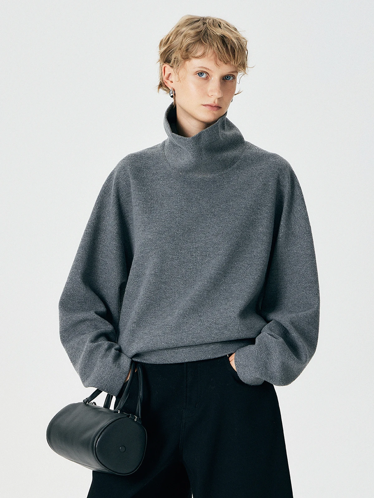 

Acetate Lyocell Wool Blend High Ne Patchwork Sweatirt Asymmetrical 3D Geometric Splicing Street Sle Long Sve Hoodie