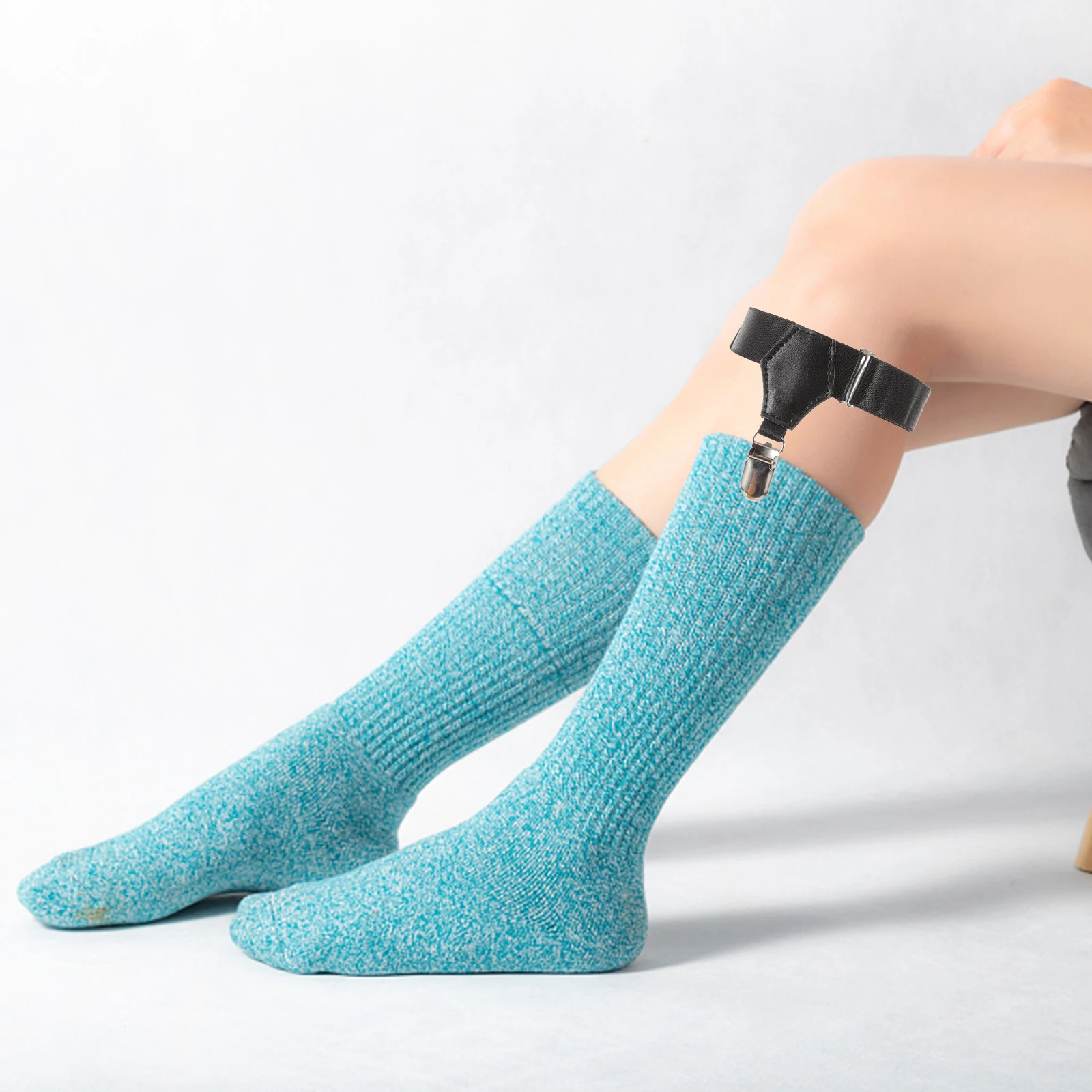 

2Pcs Black Adjustable Sock Stay Fixed Garter Strap Non Slip Sock Clamp Unisex Decorative Belt Leg Ring Socks Anti Slip
