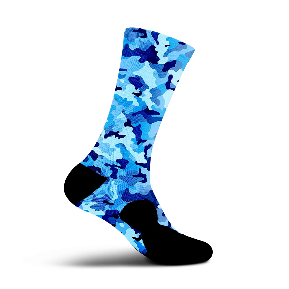 

Синие камуфляжные велосипедные носки - мужские/женские влагоотводящие дышащие быстросохнущие нескользящие носки для занятий спортом на открытом воздухе, дорожные носки для горного велосипеда