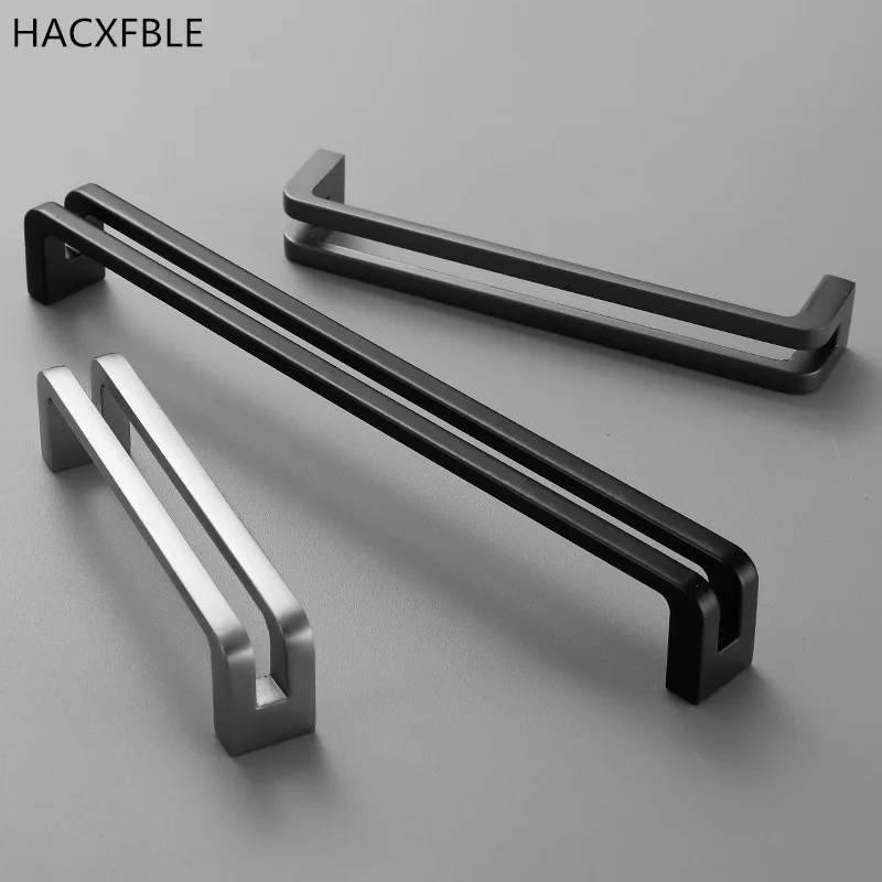 Nordic Furniture Handles Gray Black Brushed Kitchen Cabinet Pulls Handle For Cabinets and Drawers Knobs Kitchen Handles Hardware