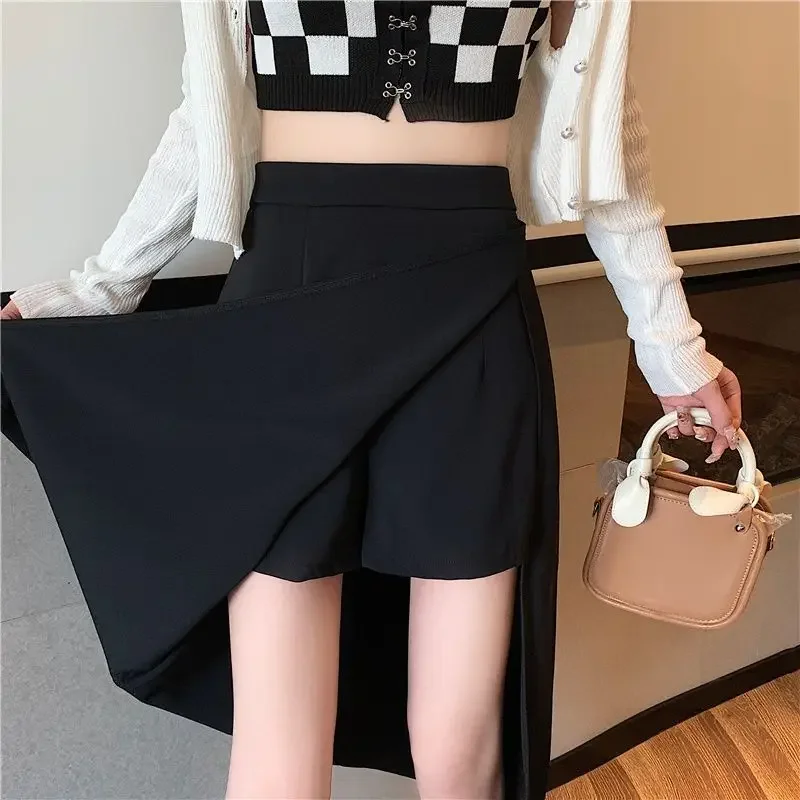 Korean Style Midi Skirts Women Side-slit Empire Ulzzang Leisure Temperament All-match Faldas Spring Fashion Solid Office-look