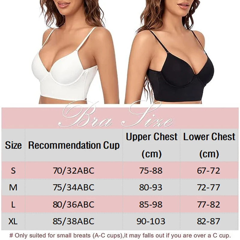 Sexy Women Lingerie Backless Bras Underwear Deep V Low Cut Push Up Bra Intimates Female Breathable Bralette Low Back Invisible