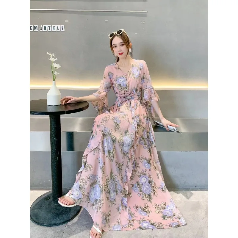 

Luxury Brand Slim-fit High-waisted Maxi Dress Print Women Design Party Birthday Evening Gown Robe Spring Summer Dress Trendy New
