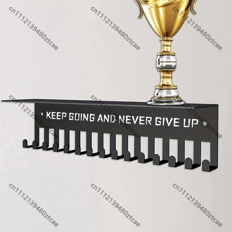 Metal Wall Mounted Medal Display Rack Large Capacity Sports Award Hanger For Soccer Basketball Karate Race