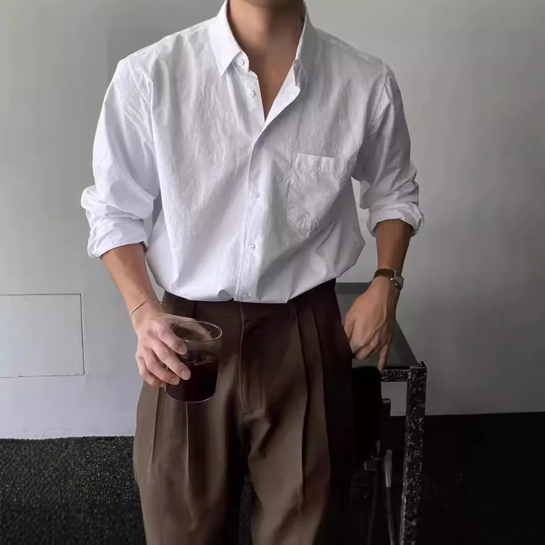 

Винтажные хлопковые льняные рубашки для мужчин, свободная рубашка с защитой от солнца и длинными рукавами, мятая рабочая рубашка, блузка