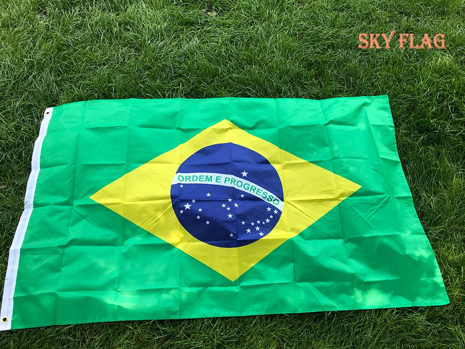 SKY FLAG Bandera grande de Brasil 90x150 cm Estampado digital de poliéster colgante Bandera brasileña de Brasil para celebración