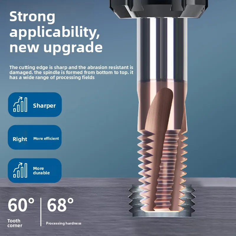 Overall Alloy Tungsten Steel Coated American Standard Tapered NPT Thread Milling Cutter NPTF Aluminum Thread Milling Cutter