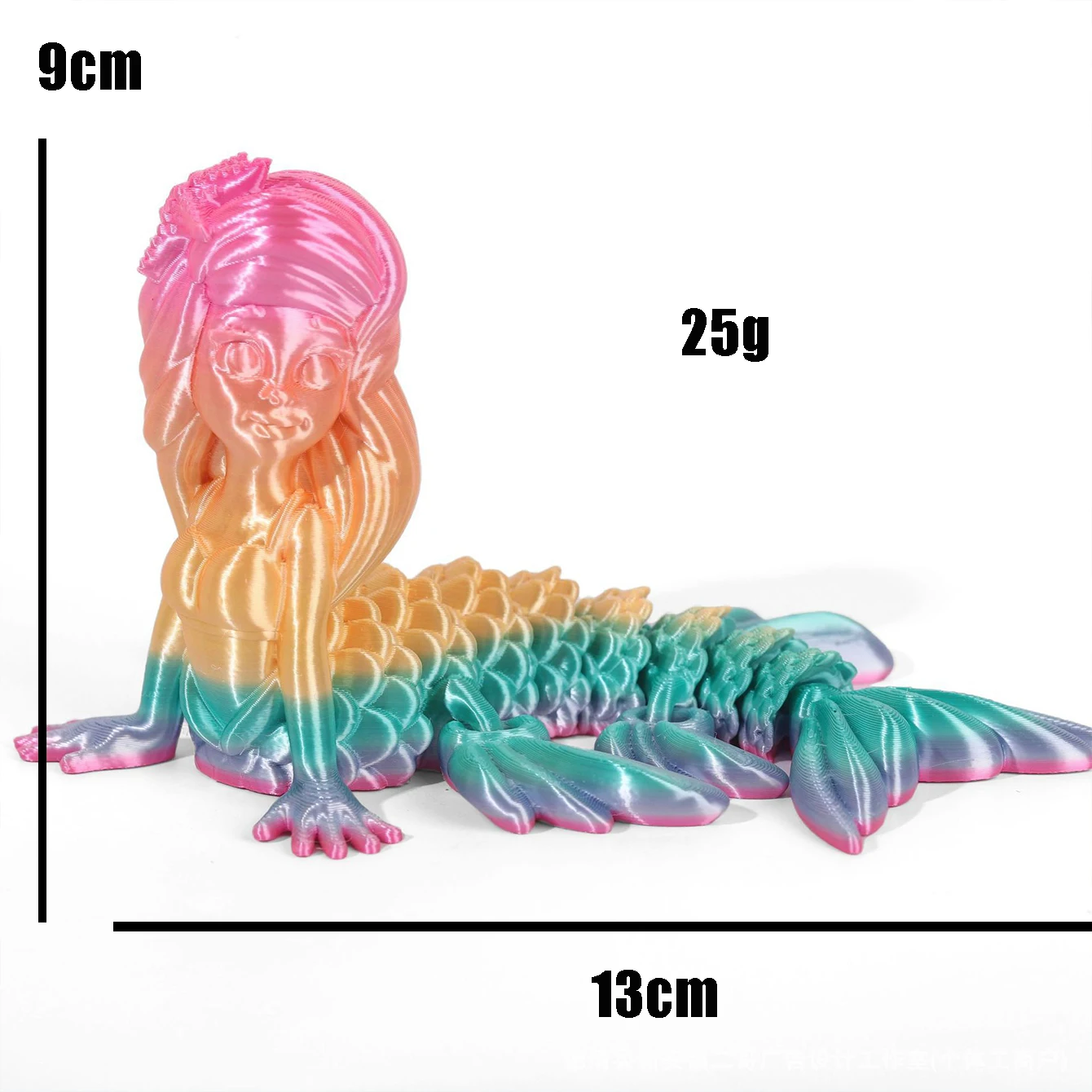 3D Printed Mermaid Statue, Miniature Model of Fairyland Garden Multi Joint Movable Decompression Toy Living Room Home Decoration