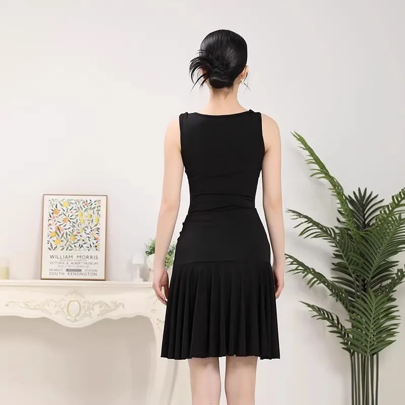 costume da ballo standard nazionale latino per adulti da donna personalizzato girocollo senza maniche top pratica performance set abito con frange