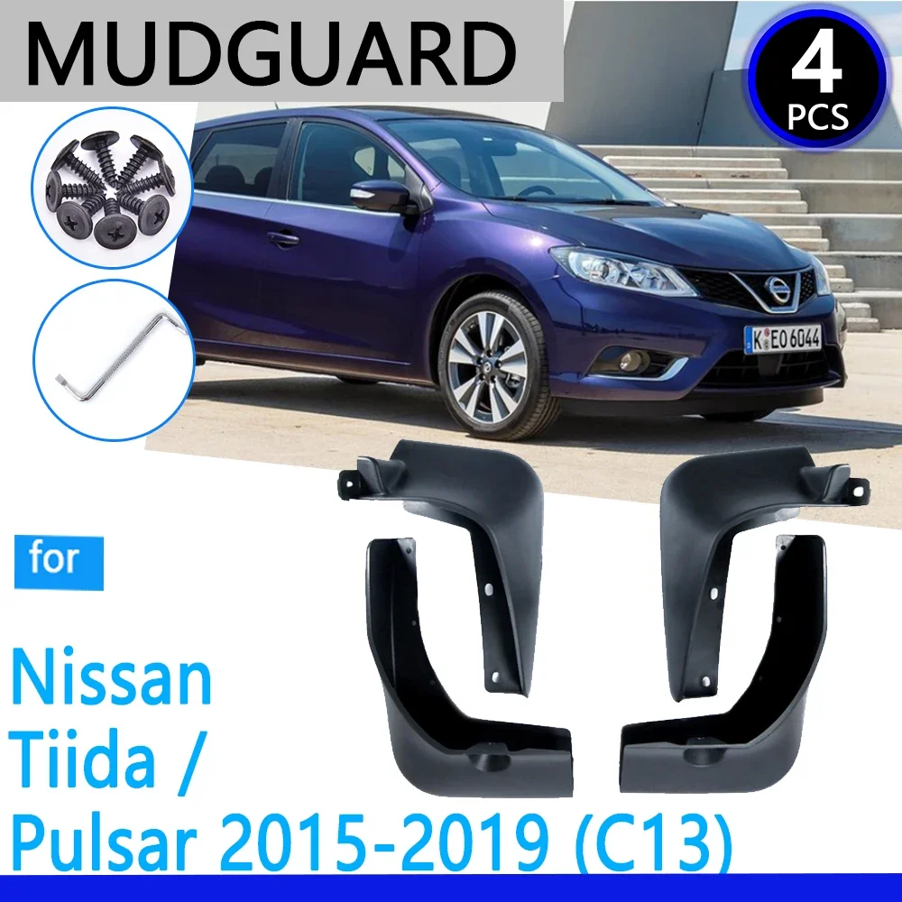 Mudguards fit for Nissan Pulsar Tiida C13 2015~2019 2016 2017 2018 Car Accessories Mudflap Fender Auto Replacement Parts