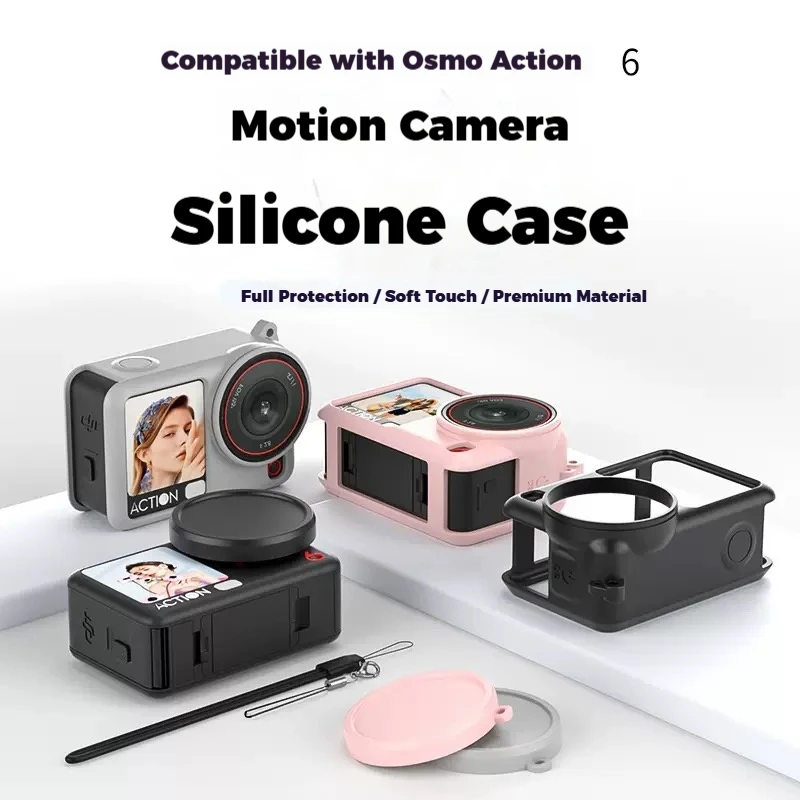 

Silicone case For DJI Osmo Action 6 storage bag handheld selfie stick tempered film For DJI Osmo Action 6 camera accessories