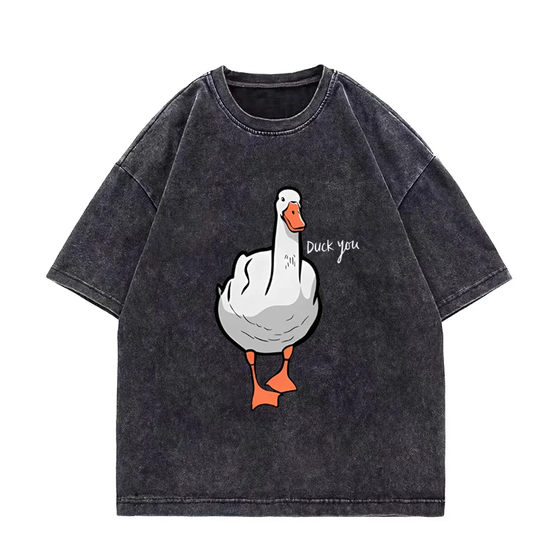 

Funny Duck You Graphics T shirt Men Women clothing Vintage Washed Hip Hop t-shirts Fashion short sleeve Casual Cotton Tee shirt