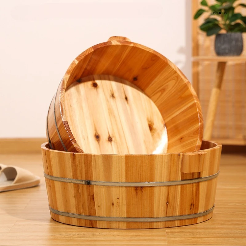 

Premium Wooden Foot Soaking Tub Deep Bathtub for Herbal Spa Multipurpose Timber Basin for Face Washing and Baby Bathing Pot